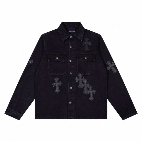 🧥 👗Chrome Hearts Black Denim Cross Jacket